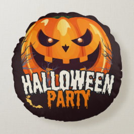 Halloweenfeest – Jack-o'-lantaarn ontwerp Rond Kussen