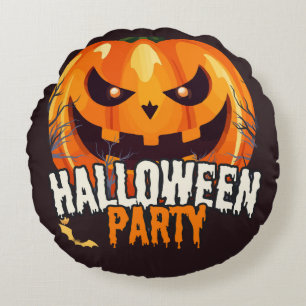 Halloweenfeest – Jack-o'-lantaarn ontwerp Rond Kussen