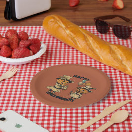 Halloweenfeest Jack-o'-lantaarns in het Sinaasappe Papieren Bordje