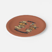 Halloweenfeest Jack-o'-lantaarns in het Sinaasappe Papieren Bordje (Gekanteld)