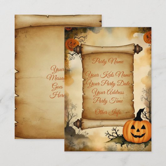 Halloweenfeest Kaart (Voorkant / Achterkant)
