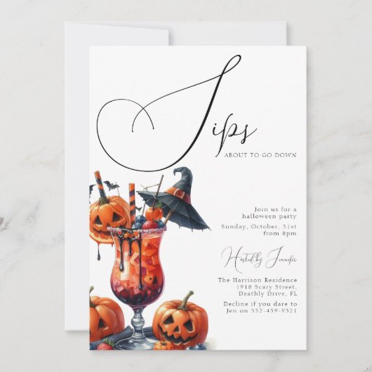Halloweenfeest met drankjes die bijna op zijn kaart (Voorkant)