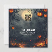 Halloweenfeest met gloeiende jacks kaart (Achterkant)