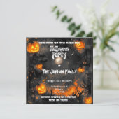 Halloweenfeest met gloeiende jacks kaart (Staand voorkant)