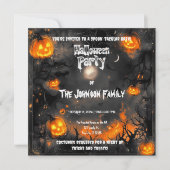 Halloweenfeest met gloeiende jacks kaart (Voorkant)