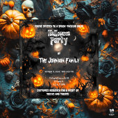 Halloweenfeest met gloeiende jacks kaart