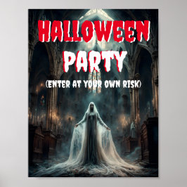 Halloweenfeest met griezelige geest poster