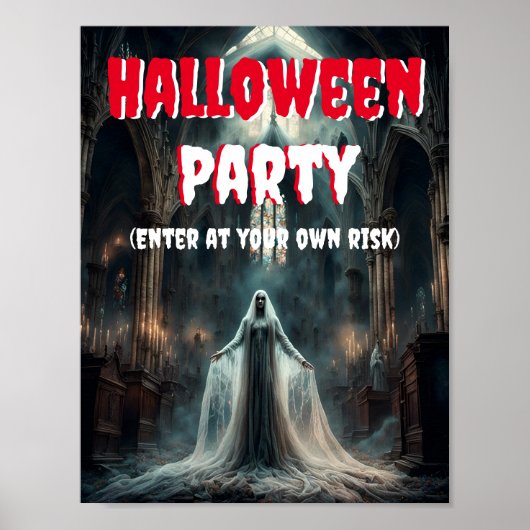 Halloweenfeest met griezelige geest poster (Voorkant)