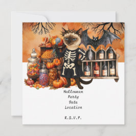 Halloweenfeest met katten en taarten kaart