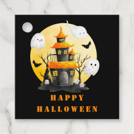 Halloweenfeest met spookhuis en spoken bedankjes labels