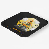 Halloweenfeest met spookhuis en spoken papieren bordje (Gebogen)