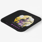 Halloweenfeest met spookhuis en spoken papieren bordje (Gebogen)