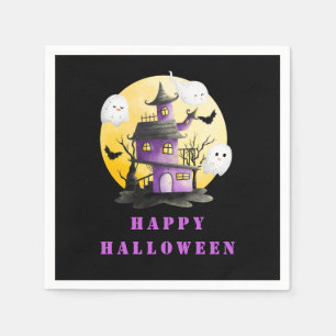 Halloweenfeest met spookhuis en spoken servet