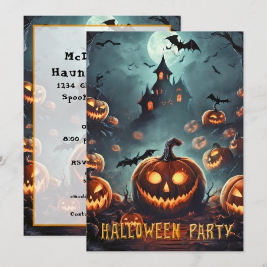 Halloweenfeest met veel Jack-O-Lanterns Kaart (Voorkant / Achterkant)