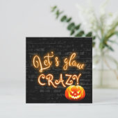 Halloweenfeest Neon Bord met Jack-o-lantern Kaart (Staand voorkant)