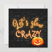 Halloweenfeest Neon Bord met Jack-o-lantern Kaart (Voorkant)