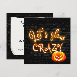 Halloweenfeest Neon Bord met Jack-o-lantern Kaart