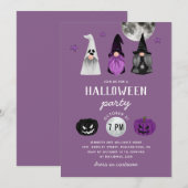 Halloweenfeest | Paarse Gnome heksen en geesten Kaart (Voorkant / Achterkant)