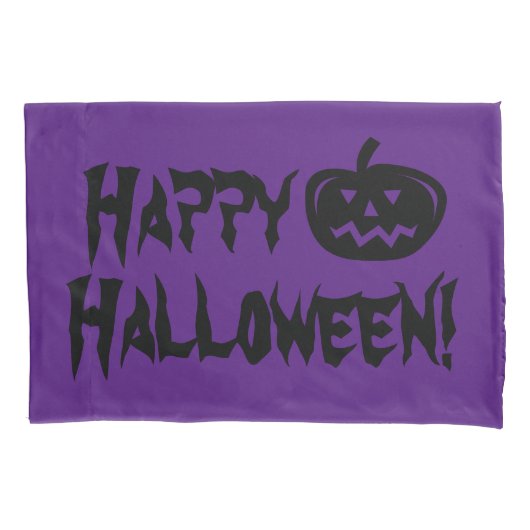 Halloweenfeest paarse pompoen snij kussensloop (Voorkant)