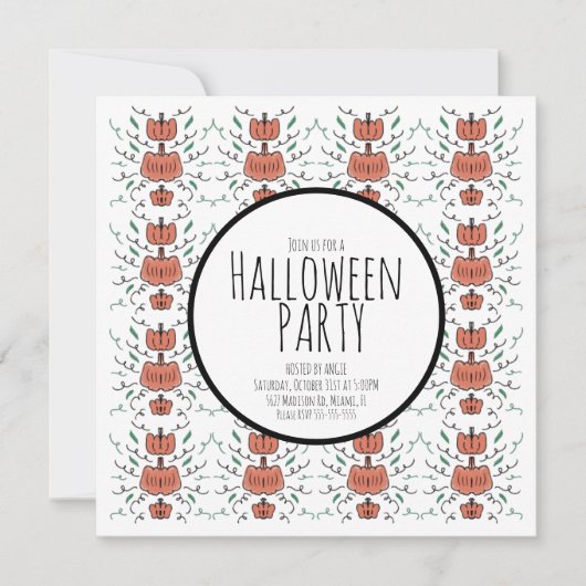 Halloweenfeest Pompoen Doodles Kaart (Voorkant)