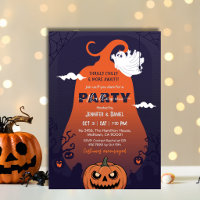 Halloweenfeest Pompoen Spook Kerkhof Paars