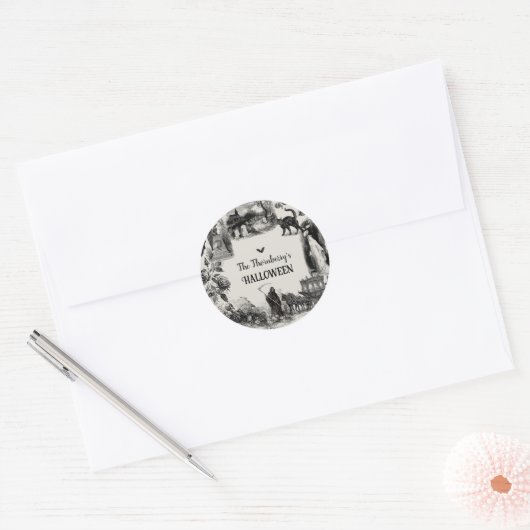 Halloweenfeest Ronde Sticker (Envelop)