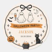 Halloweenfeest  ronde sticker (Voorkant)