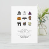 Halloweenfeest. Schedel, pompoen, vleermuis, zwart Kaart (Staand voorkant)