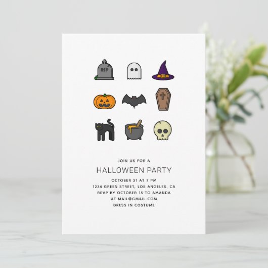 Halloweenfeest. Schedel, pompoen, vleermuis, zwart Kaart (Staand voorkant)