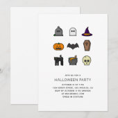 Halloweenfeest. Schedel, pompoen, vleermuis, zwart Kaart (Voorkant / Achterkant)