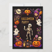 Halloweenfeest Skelet met champagneglas Kaart (Voorkant)