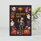 Halloweenfeest Skelet met champagneglas Kaart (Staand voorkant)