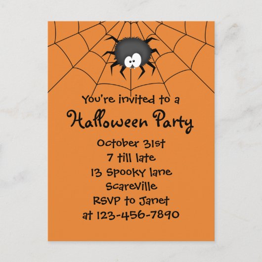 Halloweenfeest Spin Uitnodiging Briefkaart (Voorkant)