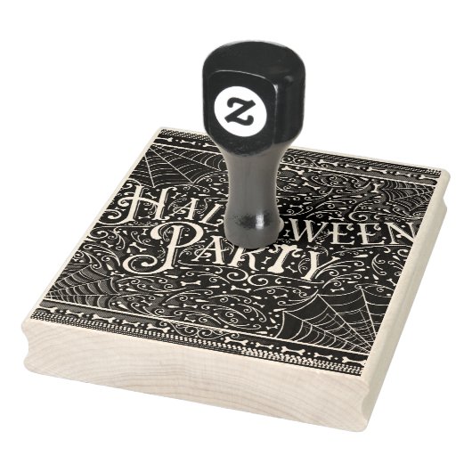 Halloweenfeest Spinnenwebben & Botten Zwart Wit Rubberstempel (Stempel)