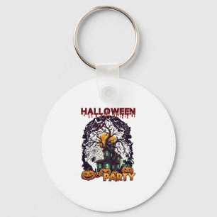 Halloweenfeest Spoken Huis Boom Pompoenen Zwart Sleutelhanger