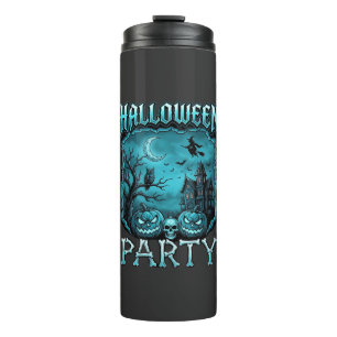 Halloweenfeest Spoken Huis Pompoenen Schedel Heks Thermosbeker