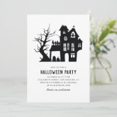 Halloweenfeest. Spookachtig zwart wit spookhuis Kaart (Staand voorkant)