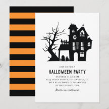 Halloweenfeest. Spookachtig zwart wit spookhuis