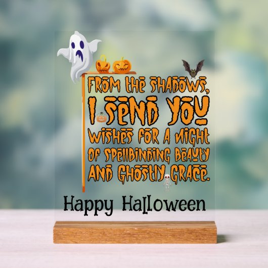 Halloweenfeest spooky groeten acryl bord (Neutraal)