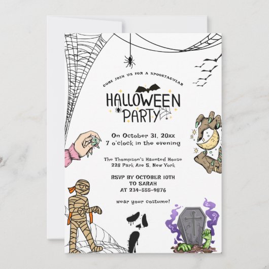 Halloweenfeest | Spooky Horror Kostuumavond Kaart (Voorkant)