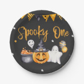 Halloweenfeest Spooky Verjaardag Papieren Bordje (Voorkant)