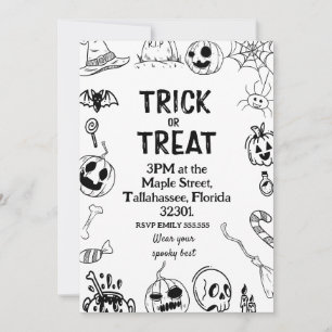 Halloweenfeest, Trick or Treat griezelige uitnodig Kaart