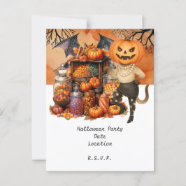 Halloweenfeest TRICK OR TREATS met kattenliefhebbe Briefkaart