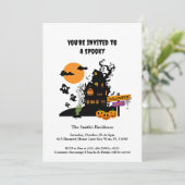 Halloweenfeest uitnodiging voor een Spokenhuis (Staand voorkant)