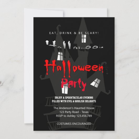 Halloweenfeest Vintage Gotisch   Kaart (Voorkant)