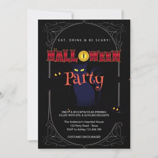 Halloweenfeest Vintage Gotisch Kaart (Voorkant)
