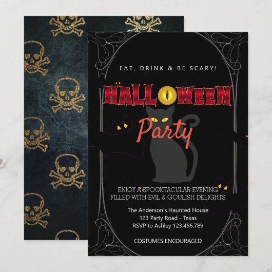 Halloweenfeest Vintage Gotisch   Kaart (Voorkant / Achterkant)