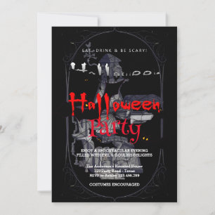 Halloweenfeest Vintage Gotische Huis Kaart
