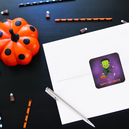 Halloweenfeest voor kinderen Frankenstein Vierkante Sticker