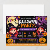 Halloweenfeest voor kinderen uitnodiging | Schatti (Voorkant / Achterkant)